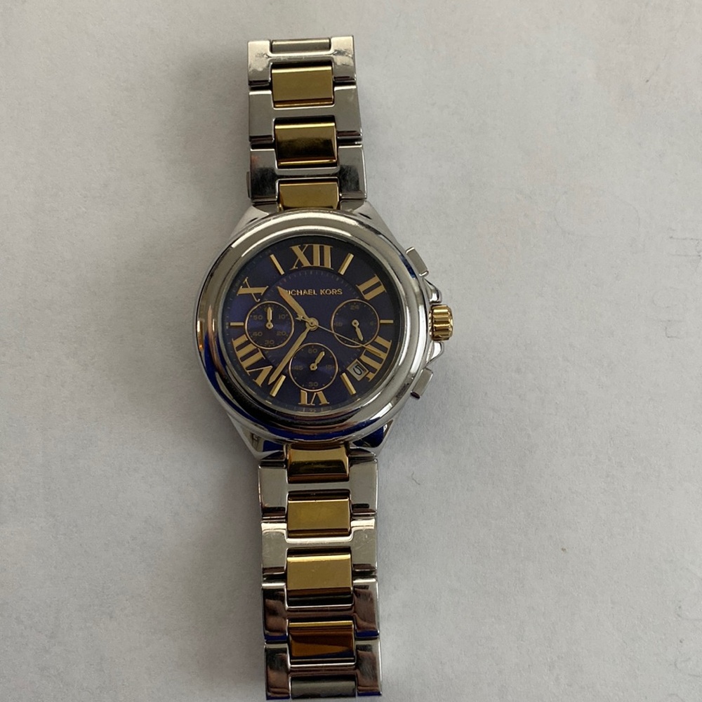Michael Kors 2 tone watch with Navy face